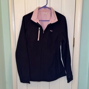 Black FILA Jacket w/ Pink Fleece Inside